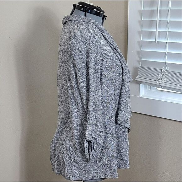 Lee Asymmetric Cardigan Size Large RollTab Sleeves Gray - Picture 3 of 7